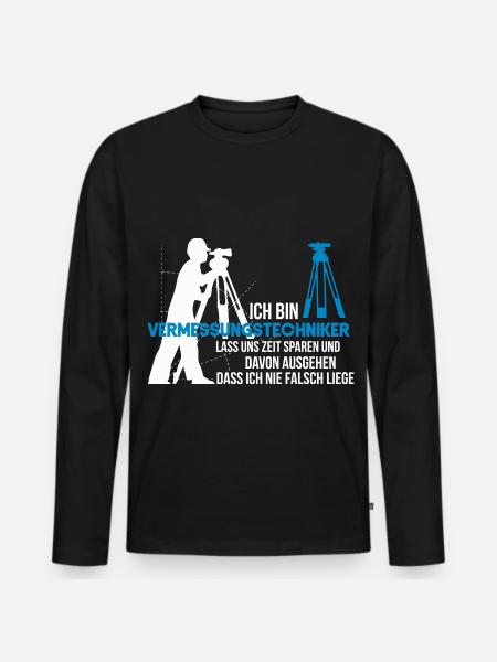 Präziser Vermessungstechniker Feldarbeit - Männer Premium Bio Langarmshirt - Schwarz