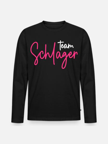 Team Schlager - Männer Premium Bio Langarmshirt - Schwarz