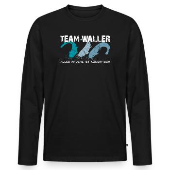 Wels angeln Waller fischen Team Waller - Männer Premium Bio Langarmshirt - Schwarz - Vorne - Nico (187cm)