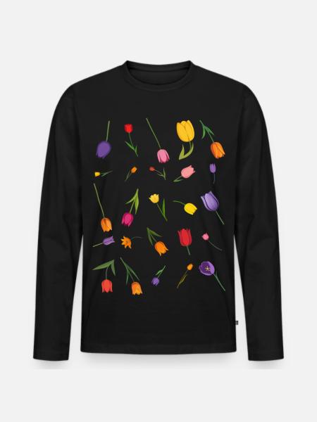 Fleur - T-shirt manches longues Premium bio Homme - noir