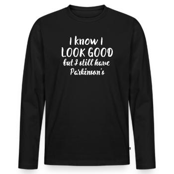 Ich weiß, dass ich gut aussehen soll, wenn ich nicht in die 100er-20-20-2006 gehe - Männer Premium Bio Langarmshirt - Schwarz - Vorne - Nico (187cm)
