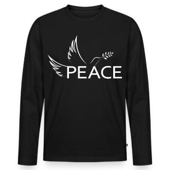 Paix Paix Colombe de la Paix Manifestation Protestation Liberté - T-shirt manches longues Premium bio Homme - noir - Devant - Nico (187cm)