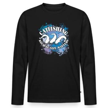 Wels Waller fish catfish on blobs of colour - Men's Premium Organic Long Sleeve Shirt - black - Front - Nico (187cm)