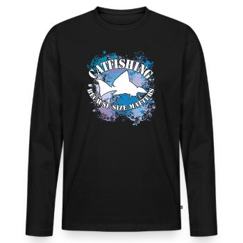 Wels Waller fish catfish silhouette and blobs of colour - Men's Premium Organic Long Sleeve Shirt - black - Front - Nico (187cm)