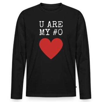 DU BIST MEINE #0 - Männer Premium Bio Langarmshirt - Schwarz - Vorne - Nico (187cm)
