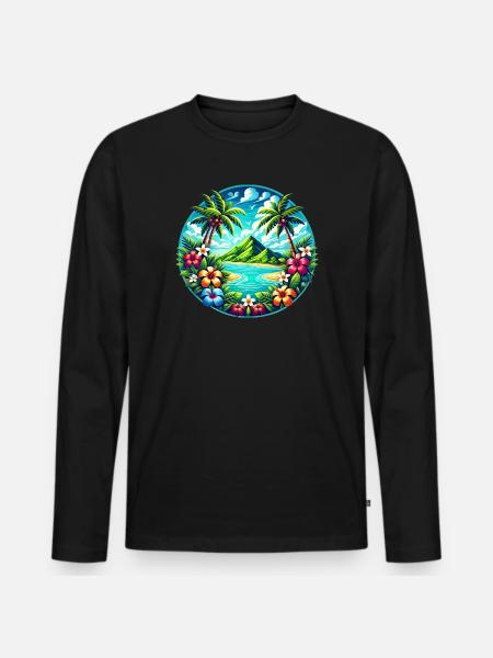 Caribbean Island Logo - Men's Premium Organic Long Sleeve Shirt - black