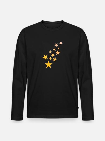 Star asterisk pattern starry sky - Men's Premium Organic Long Sleeve Shirt - black