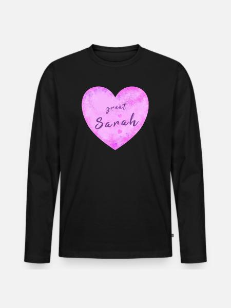 Sarah - Männer Premium Bio Langarmshirt - Schwarz
