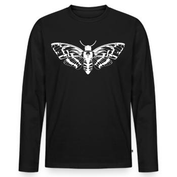 Motte / Totenkopfschwärmer / Nachtschwärmer - Männer Premium Bio Langarmshirt - Schwarz - Vorne - Nico (187cm)
