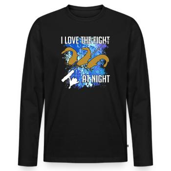 Wels Waller fischen Welssilhouette und Farbkleckse - Männer Premium Bio Langarmshirt - Schwarz - Vorne - Nico (187cm)