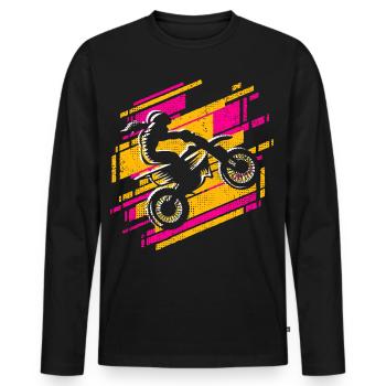 Motocross Dirtbike Motorrad Mädchen Moto-Cross - Männer Premium Bio Langarmshirt - Schwarz - Vorne - Nico (187cm)