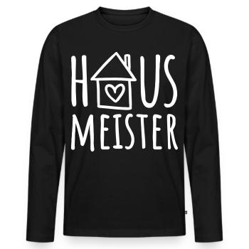 Hausmeister - Männer Premium Bio Langarmshirt - Schwarz - Vorne - Nico (187cm)