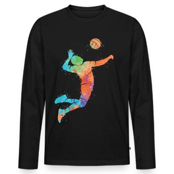 Volleyball Spieler Farbklecks Kinder Volleyballer - Männer Premium Bio Langarmshirt - Schwarz - Vorne - Nico (187cm)