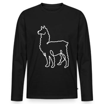 Wuscheliges Alpaka Andenwanderung - Männer Premium Bio Langarmshirt - Schwarz - Vorne - Nico (187cm)