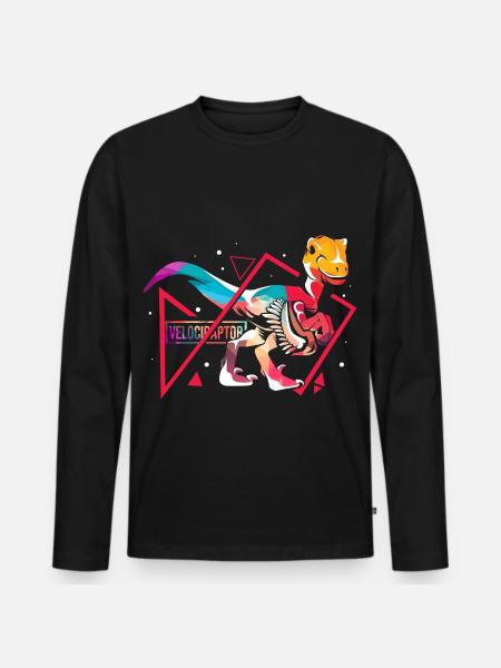 Gefräßiger Velociraptor Urzeitjäger - Männer Premium Bio Langarmshirt - Schwarz