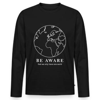 Weltkarte Umrisse - Männer Premium Bio Langarmshirt - Schwarz - Vorne - Nico (187cm)