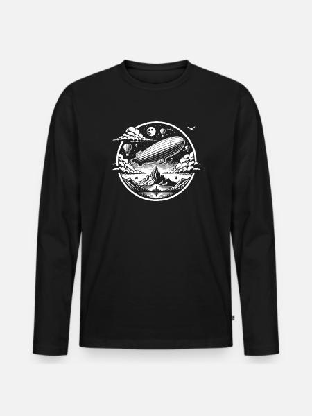 Logo de dirigeable - T-shirt manches longues Premium bio Homme - noir