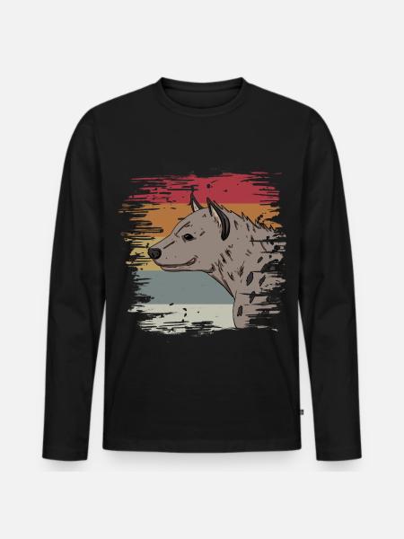 Hyäne - Männer Premium Bio Langarmshirt - Schwarz