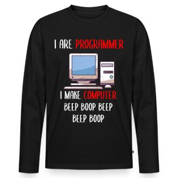 I Are Programmer Funny Computer Programming - Männer Premium Bio Langarmshirt - Schwarz - Vorne - Nico (187cm)