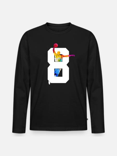 NUMBER 8 BASKETBALL 8TH BIRTHDAY - Men's Premium Organic Long Sleeve Shirt - black
