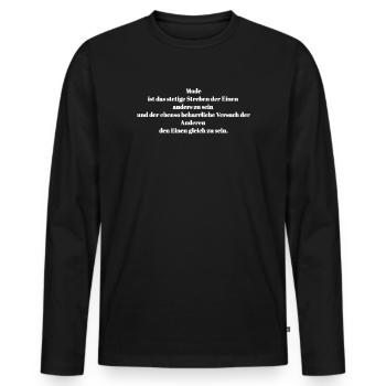 Mode - Männer Premium Bio Langarmshirt - Schwarz - Vorne - Nico (187cm)