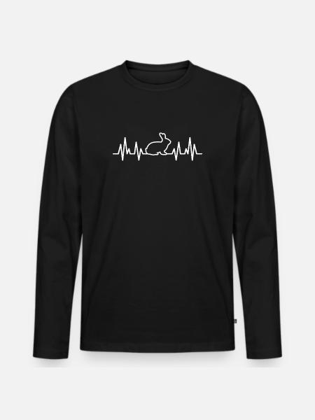 rabbit heartbeat - Men's Premium Organic Long Sleeve Shirt - black