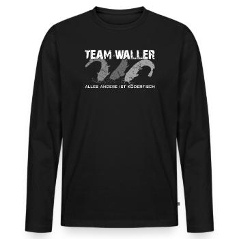 Wels angeln Waller fischen Team Waller - Männer Premium Bio Langarmshirt - Schwarz - Vorne - Nico (187cm)