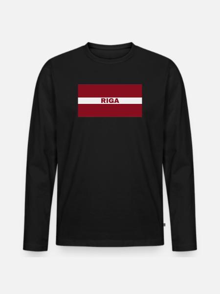 Riga en drapeau letton - T-shirt manches longues Premium bio Homme - noir