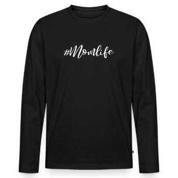 Momlife - Conception de slogans - T-shirt manches longues Premium bio Homme - noir - Devant - Nico (187cm)
