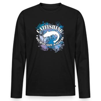 Wels Waller fish catfish on blobs of colour - Men's Premium Organic Long Sleeve Shirt - black - Front - Nico (187cm)