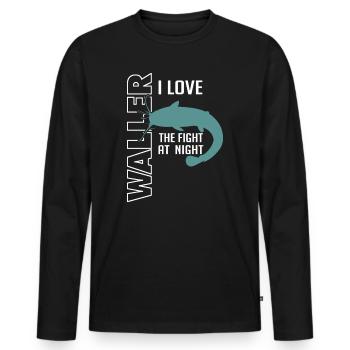 Waller fischen Nachtangeln Angler und Anglerin - Männer Premium Bio Langarmshirt - Schwarz - Vorne - Nico (187cm)