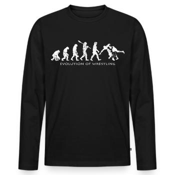 Wrestling Evolution Silhouette Wrestler Geschenk - Männer Premium Bio Langarmshirt - Schwarz - Vorne - Nico (187cm)