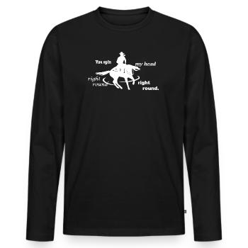 Cowboy Silhouette - Reining Horse - Men's Premium Organic Long Sleeve Shirt - black - Front - Nico (187cm)