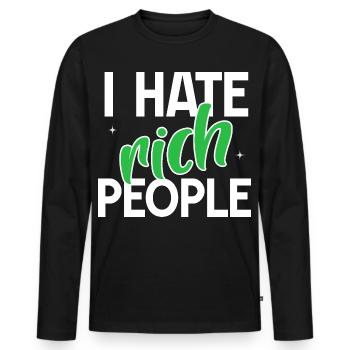 L’ironie de l’argent des riches - T-shirt manches longues Premium bio Homme - noir - Devant - Nico (187cm)