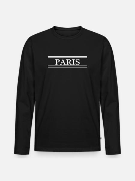 Paris France Chic - T-shirt manches longues Premium bio Homme - noir