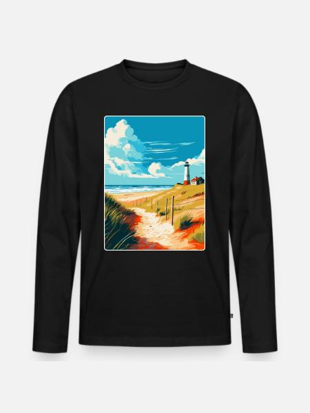 Insel Sylt Deutschland Vintage Reiseplakat Souvenir - Männer Premium Bio Langarmshirt - Schwarz