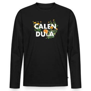 Blumenmotiv für Garten-& Naturliebhaber - Männer Premium Bio Langarmshirt - Schwarz - Vorne - Nico (187cm)