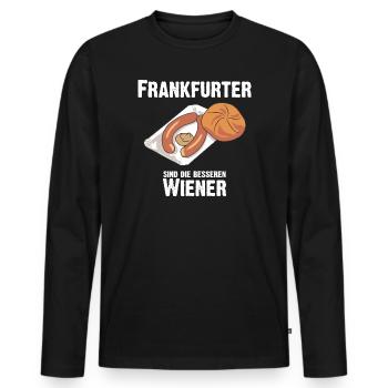 Frankfurter sind die besseren Wiener Würstchen - Männer Premium Bio Langarmshirt - Schwarz - Vorne - Nico (187cm)
