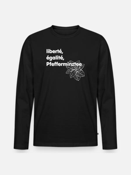 Liberté Egalité Pfefferminztee - Männer Premium Bio Langarmshirt - Schwarz