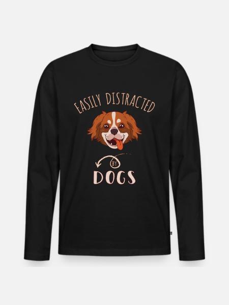Easily Distracted By Dogs - Men's Premium Organic Long Sleeve Shirt - black