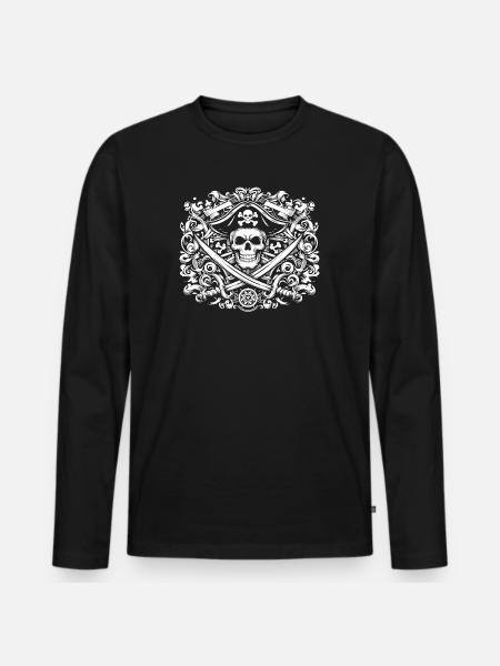 Pirate logo - Men's Premium Organic Long Sleeve Shirt - black
