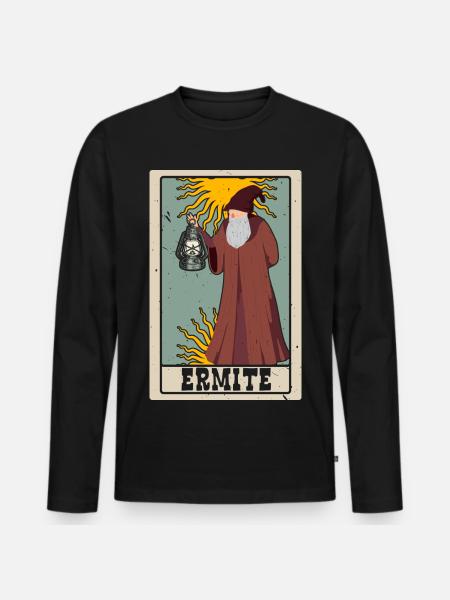 Ermite Tarotkarte Schamane Wahrsagerei - Männer Premium Bio Langarmshirt - Schwarz
