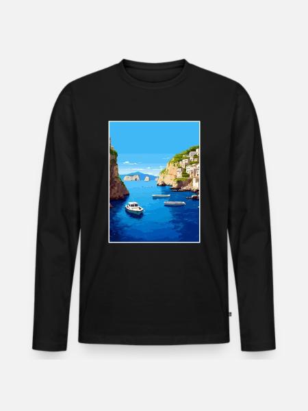 Capri Italien Dekoration Vintage Reiseposter WPA - Männer Premium Bio Langarmshirt - Schwarz
