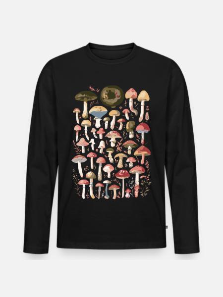 Pilze Waldpilze Pilzsammler - Männer Premium Bio Langarmshirt - Schwarz
