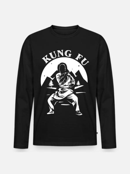 Energievoller Kung Fu Kampfsport - Männer Premium Bio Langarmshirt - Schwarz