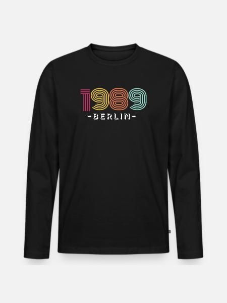 1989-Berlin - Männer Premium Bio Langarmshirt - Schwarz
