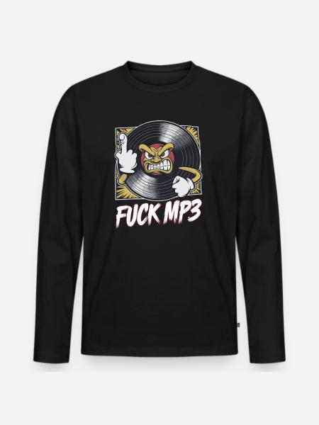 Fuck MP3 - Männer Premium Bio Langarmshirt - Schwarz