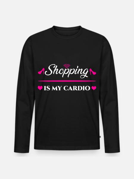 Shopping Is My Cardio - Männer Premium Bio Langarmshirt - Schwarz