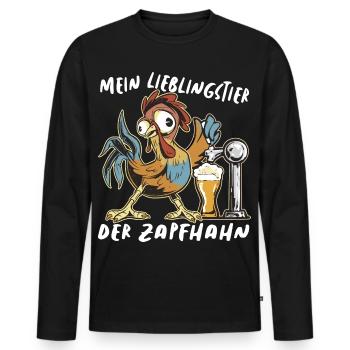 Mein Lieblingstier ist der Zapfhahn Biertrinker - Männer Premium Bio Langarmshirt - Schwarz - Vorne - Nico (187cm)