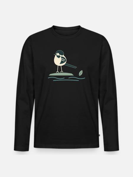 Bachstelze am Bach - Männer Premium Bio Langarmshirt - Schwarz